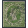 AUSTRALIA / VIC - 1857 1d deep yellow-green Emblems, imperf., large star watermark, used – SG # 41