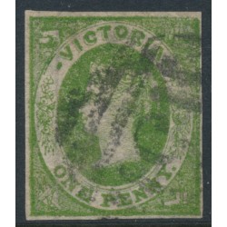 AUSTRALIA / VIC - 1857 1d deep yellow-green Emblems, star watermark, used – SG # 41