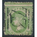 AUSTRALIA / VIC - 1859 1d dull green Emblems, perf. 12:12, horizontally laid paper, used – SG # 86a