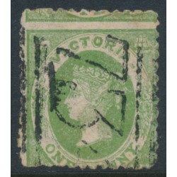 AUSTRALIA / VIC - 1859 1d dull green Emblems, perf. 12:12, horizontally laid paper, used – SG # 86a