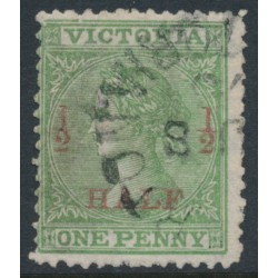 AUSTRALIA / VIC - 1873 ½d on 1d green Laureates, perf. 13:13, used – SG # 174