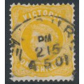 AUSTRALIA / VIC - 1901 1/- yellow Queen Victoria without POSTAGE, used – SG # 381