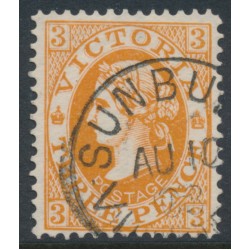 AUSTRALIA / VIC - 1903 3d yellowish brown QV, sideways V crown watermark, used – SG # 389ba