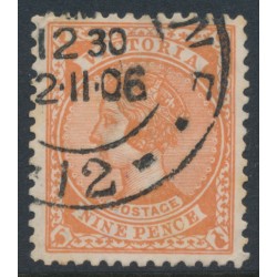 AUSTRALIA / VIC - 1906 9d orange-brown QV, perf. 12½, crown A watermark, used – SG # 424a