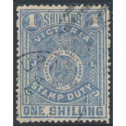 AUSTRALIA / VIC - 1885 1/- chalky blue on lemon Stamp Duty, perf. 12½, used – SG # 257