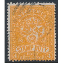 AUSTRALIA / VIC - 1886 4/- red-orange Stamp Duty, perf. 12½:12½, used – SG # 269