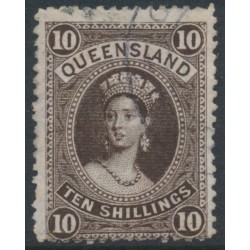 AUSTRALIA / QLD - 1882 10/- brown large Chalon, first Q crown watermark, used – SG # 155