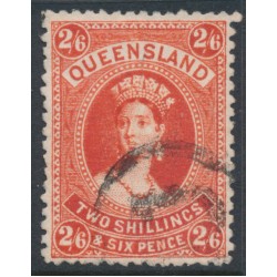 AUSTRALIA / QLD - 1886 2/6 vermilion Large Chalon, thick paper, used – SG # 158