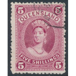 AUSTRALIA / QLD - 1886 5/- rose Large Chalon, thick paper, CTO – SG # 159
