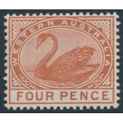 AUSTRALIA / WA - 1890 4d chestnut Swan with crown CA watermark, MNH – SG # 98