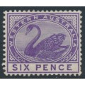 AUSTRALIA / WA - 1890 6d bright violet Swan with crown CA watermark, MNH – SG # 100
