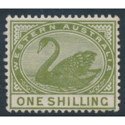 AUSTRALIA / WA - 1890 1/- olive-green Swan with crown CA watermark, MH – SG # 102