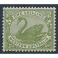 AUSTRALIA / WA - 1907 1/- olive-green Swan, W crown A watermark, MH – SG # 116