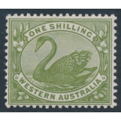 AUSTRALIA / WA - 1907 1/- olive-green Swan, W crown A watermark, MH – SG # 116
