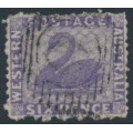 AUSTRALIA / WA - 1864 6d deep lilac Swan, perf. 13:13, no watermark, used – SG # 51