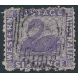 AUSTRALIA / WA - 1864 6d deep lilac Swan, perf. 13:13, no watermark, used – SG # 51