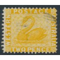 AUSTRALIA / WA - 1879 2d yellow Swan, perf. 12½, sideways crown CC watermark, used – SG # 55a