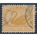 AUSTRALIA / WA - 1908 4d chestnut Swan, sideways A crown watermark, perf. 12½, used – SG # 142a