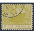 AUSTRALIA / WA - 1909 5d olive-green Swan, perf. 12½, sideways crown A watermark, used – SG # 143a