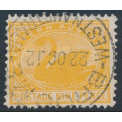 AUSTRALIA / WA - 1912 9d orange Swan, perf. 12½, upright crown A watermark, used – SG # 145b