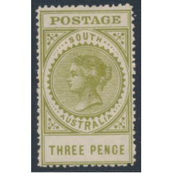 AUSTRALIA / SA - 1906 3d olive-green Long Tom, thick POSTAGE, crown A wmk, MH – SG # 298