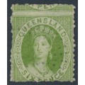 AUSTRALIA / QLD - 1865 6d yellow-green QV Chalon, perf. 13, small star watermark, used – SG # 47