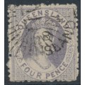 AUSTRALIA / QLD - 1866 4d grey-lilac QV Chalon, perf. 13, no watermark, used – SG # 54