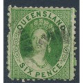 AUSTRALIA / QLD - 1874 6d green QV Chalon, perf. 12, truncated star watermark, used – SG # 78