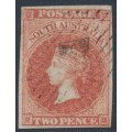 AUSTRALIA / SA - 1856 2d red Queen Victoria [Adelaide printing], used – SG # 9
