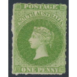 AUSTRALIA / SA - 1861 1d yellow-green QV, large star watermark, rouletted, MNG – SG # 19