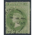 AUSTRALIA / SA - 1863 1d sage-green QV, large star watermark, rouletted, used – SG # 21