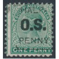 AUSTRALIA / SA - 1882 ½d on 1d green QV, perf. 10:10, o/p OS, used – SG # O48