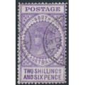 AUSTRALIA / SA - 1906 2/6 dull violet Long Tom, thick POSTAGE, crown SA wmk, used – SG # 289a