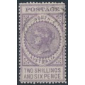AUSTRALIA / SA - 1910 2/6 violet Long Tom, thick POSTAGE, inverted crown A wmk, used – SG # 304a