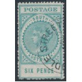 AUSTRALIA / SA - 1912 6d blue-green Long Tom, thick POSTAGE, crown A wmk, used – SG # 300b