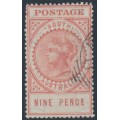 AUSTRALIA / SA - 1911 9d pale brownish rose Long Tom, thick POSTAGE, crown A wmk, used – SG # 302ea