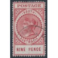 AUSTRALIA / SA - 1911 9d lake-rose Long Tom, thick POSTAGE, crown A wmk, used – SG # 302ea
