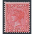 AUSTRALIA / VIC - 1895 8d bright scarlet on pink QV, V crown watermark, MNH – SG # 302