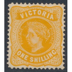 AUSTRALIA / VIC - 1901 1/- yellow-orange QV, type A, perf. 12½, V crown watermark, MH – SG # 394