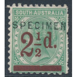 AUSTRALIA / SA - 1891 2½d on 4d green QV, perf. 10:10, o/p SPECIMEN, MH – SG # 229s