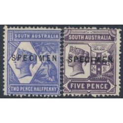 AUSTRALIA / SA - 1894 2½d violet & 5d purple QV set of 2, o/p SPECIMEN, MH – SG # 234s-235s