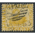 AUSTRALIA / WA - 1883 1d yellow-ochre Swan, perf. 12:14, crown CA watermark, used – SG # 81