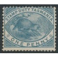 AUSTRALIA / TAS - 1880 1d slate Platypus Stamp Duty, MH – SG # F26