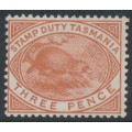AUSTRALIA / TAS - 1880 3d chestnut Platypus Stamp Duty, MH – SG # F27