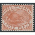 AUSTRALIA / TAS - 1880 3d chestnut Platypus Stamp Duty, MH – SG # F27