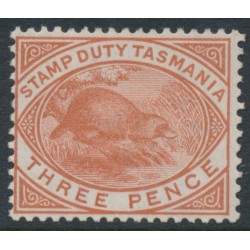 AUSTRALIA / TAS - 1880 3d chestnut Platypus Stamp Duty, MH – SG # F27