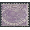 AUSTRALIA / TAS - 1880 6d mauve Platypus Stamp Duty, MH – SG # F28