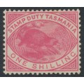 AUSTRALIA / TAS - 1880 1/- rose-pink Platypus Stamp Duty, MH – SG # F29