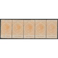 AUSTRALIA / SA - 1902 10d dull orange-buff Long Tom, thin POSTAGE, strip of 5, MH – SG # 274