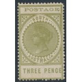 AUSTRALIA / SA - 1904 3d deep olive-green Long Tom, thin POSTAGE, MH – SG # 280